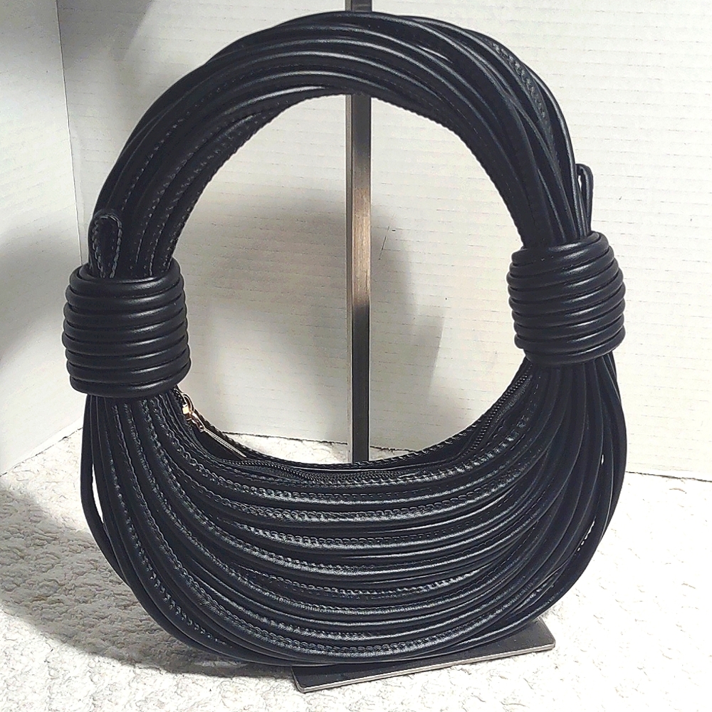 Woven Rope-Style Black Handbag - Picture 2 of 4